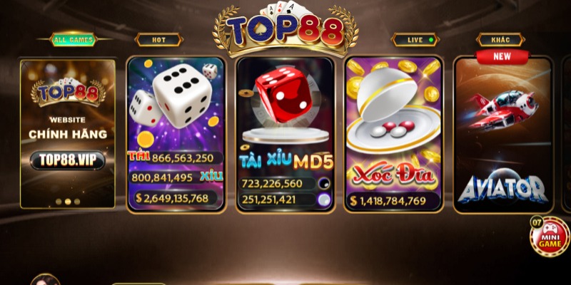 Các thể loại trò chơi casino tại nhà cái Top88